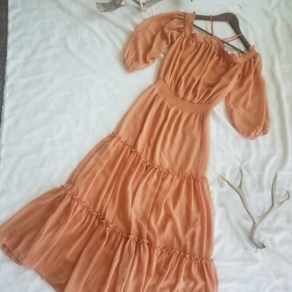 1. State Dresses & Skirts - 1. STATE- Tiered Maxi dress- Peach SIZE SMALL